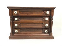 Antique Wood 4 Drawer Spool Cabinet