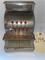 ANTIQUE METAL TOY CASH REGISTER