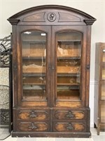 Walnut 2 Door Bookcase w/ Arched Top