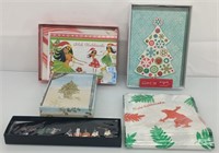 Christmas cards, paper and holiday earrings