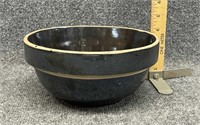 Brown Glazed Stoneware mixing bowl, 8" dia.