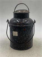 Vintage granite wear milk pail with lid and