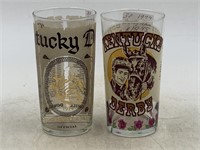 -2 vintage Kentucky Derby glasses 1974 100th