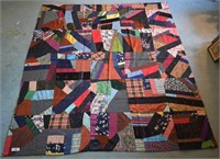 Vintage Hand & Machine Sewn Crazy Quilt