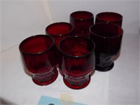 Six Ruby Red Windsor glasses, 5 polished bottoms