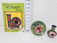 Moorcroft Pottery Plate, Vase, & Reference Book