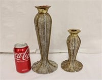 11" & 7.25" Gold & Silver Tone Candle Sticks