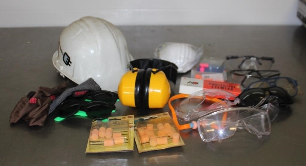 Hard hat, dusk mask, earplugs, safety glasses,