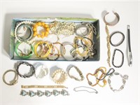 Small Flat Of Assorted Costume Jewelry Bracelets