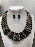 FACETED BEAD NECKLACE & PIERCED EARRING SET