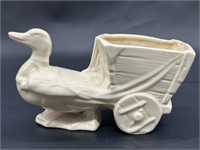 Vtg. McCoy Duck Pulling Cart Ceramic Flower Pot