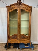 Vintage Carved Curio Cabinet - Needs Repair