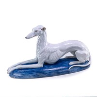 Majolica Glazed Terra Cotta Greyhound Sculpture