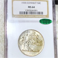 1935 Connecticut Half Dollar NGC - MS 64 CAC