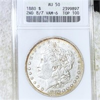 1880 8/7 Morgan Silver Dollar ANACS - AU50 VAM-6