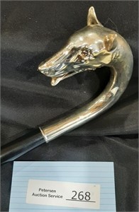 Silver  Dog Head Handle Cane