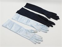 Vintage Elbow Length Gloves - Two Pairs, Blue and