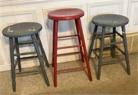 (3X) ASSORTED STOOLS-2 PAINTED BLUE COUNTER STOOLS