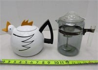 Vintage Pyrex Coffee Pot & Chicken Teapot