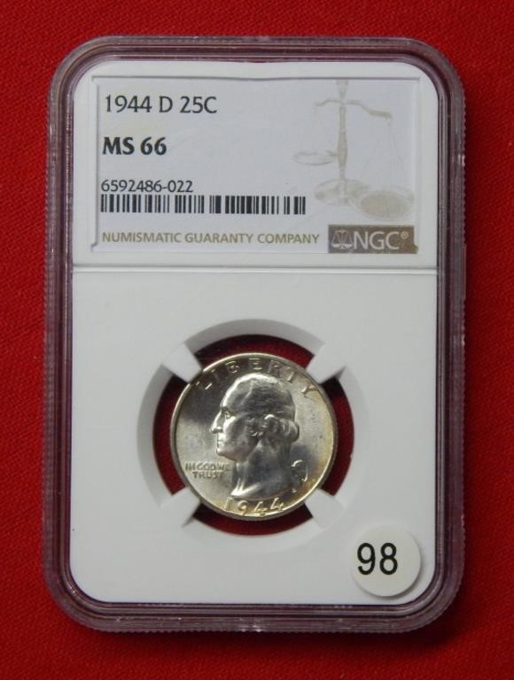 1944 D Washington Silver Quarter NGC MS66