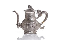 CHINESE EXPORT SILVER COFFEE POT