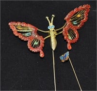 2 butterfly stickpins