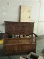 Carved antique storage bench