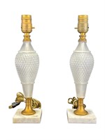 Pair of  Vintage Frosted Glass Lamps
