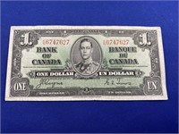 1937 $1 Canada Bank Note K/N 6747627