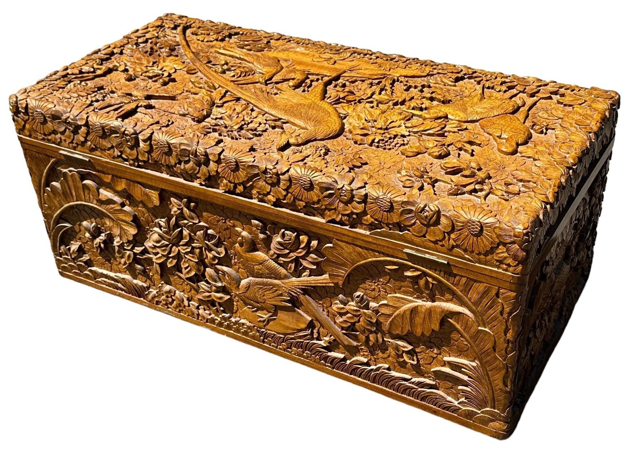 Carved Oriental Camphor Chest