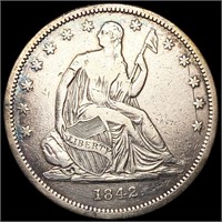 1842 Seated Liberty Half Dollar NEARLY