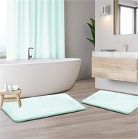 R3014  Clara Clark Memory Foam Bath Mat Set Blue