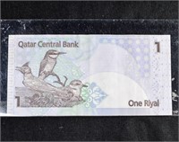 ONE RIYAL QATAR BANK NOTE BILL