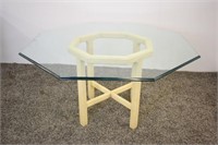 OCTAGON 55 1/2"W GLASS TOP TABLE - 29"H