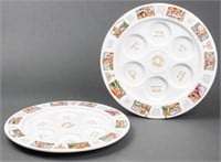Judaica Porcelain Seder Plates, Pair
