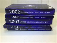 Lot of 5 Proof Sets - 2002, 2003, 2004 and 2005