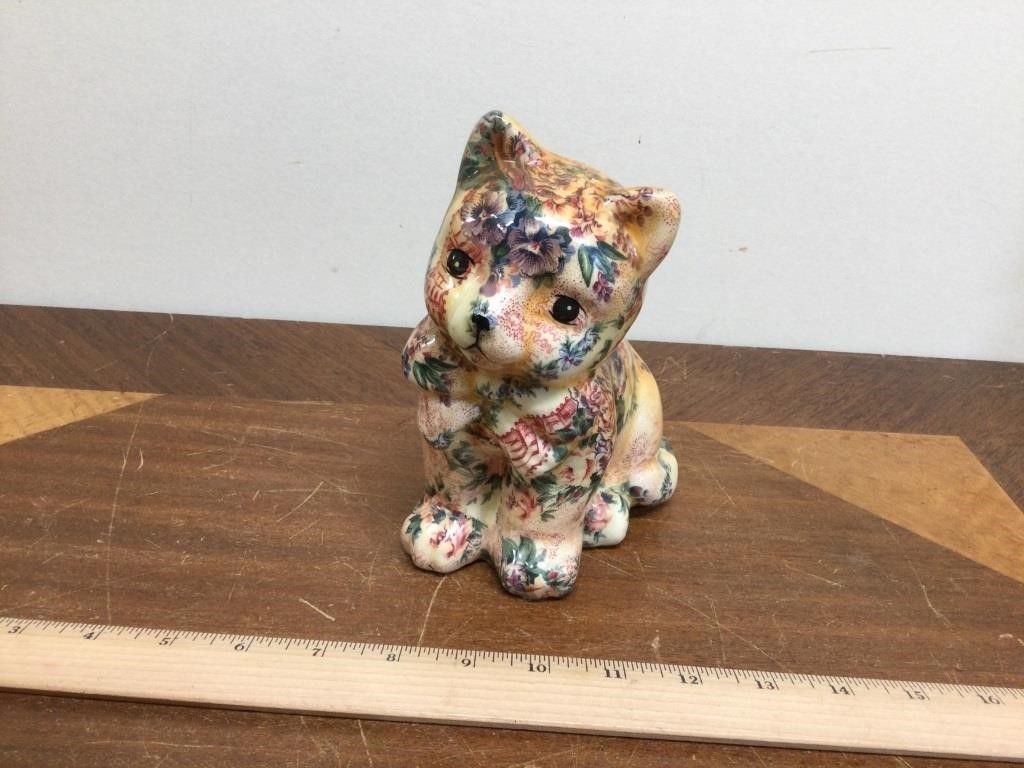 Vintage Cat Figure Fabric under Glaze