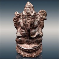 Ancient Bronze Or Cast-Iron Ganesh With Barong Rev