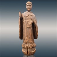 18th C Hand-Carved Wood Sculpture Of Filipino Sant