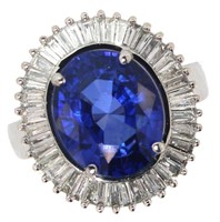 14k Gold 6.34 ct Sapphire & Diamond Ring