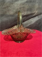 Fenton Green hobnail large basket