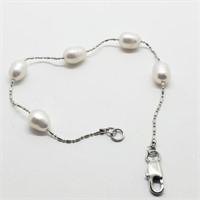 $50 Silver Fresh Water Pearl 7" Bracelet