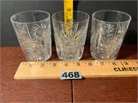 3 Brilliant Cut Glass Drinking Glasses