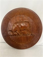 VINTAGE HAND CARVED WOODEN WALL PLAQUE/PLATE