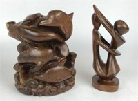 Carved Wood Sculptures of Dolphins & Dancers