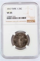 Coin 1917 Standing Liberty Quarter Type1 NGC VF25