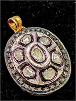 $500 Silver Rose Cut Diamond(2.4ct) Pendant