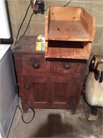Antique Wooden Cabinet & Wooden Shelves