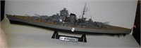 Bismarch German model battle ship with stand.