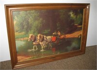 Vintage framed Paul Detlefren horse and carriage